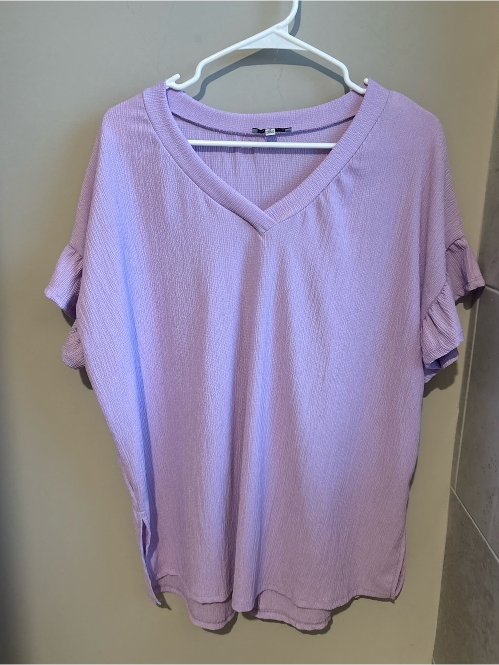 white birch Lavender V-Neck Short Sleeve Top